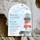 ウォーターカラーライトハウスア航海のーチブライダルシャワー 招待状