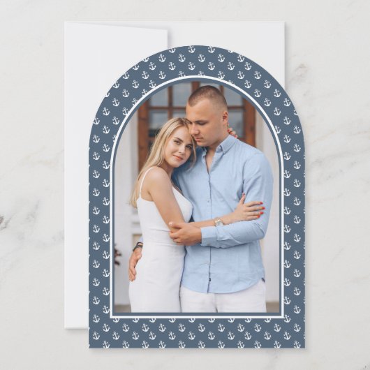 ウォーターカラーライトハウスア航海のーチブライダルシャワー 招待状 (裏面)