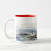 ウォーターカラーライトハウスイン春 ツートーンマグカップ (左)