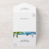 ウォーターカラーライトハウスコーストテーマ結婚ズ オールインワン招待状 (外側)