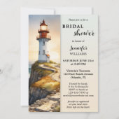 ウォーターカラーライトハウスコーストブライダルシャワー 招待状 (正面)