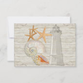 ウォーターカラーライトハウスシェルビーチコテージ 結婚ズ 出欠カード (裏面)