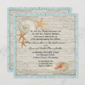 ウォーターカラーライトハウスシェルビーチコテージ 結婚ズ 招待状 (正面/裏面)