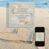 ウォーターカラーライトハウスシェルビーチコテージ 結婚ズ 招待状