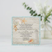 ウォーターカラーライトハウスシェルビーチコテージ 結婚ズ 招待状 (スタンド正面)