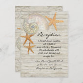 ウォーターカラーライトハウスシェルビーチコテージ 結婚ズ 招待状 (正面/裏面)