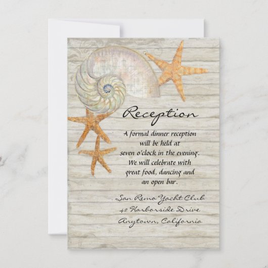 ウォーターカラーライトハウスシェルビーチコテージ 結婚ズ 招待状 (正面)