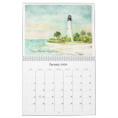 ウォーターカラーライトハウスバイJCプリダファインアート カレンダー (1月 2026)
