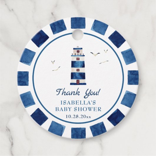 ウォーターカラーライトハウスベビー航海のシャワー フェイバータグ (正面)