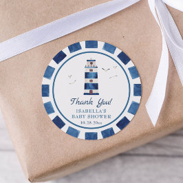 ウォーターカラーライトハウスベビー航海のシャワー ラウンドシール