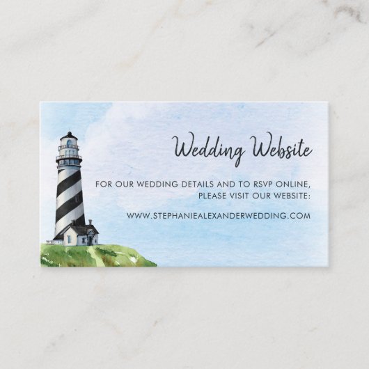 ウォーターカラーライトハウスモダンズ結婚ウェブサイト エンクロージャーカード (正面)