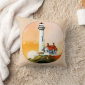 ウォーターカラーライトハウスヴィネット装飾用クッション クッション (ブランケット)