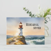 ウォーターカラーライトハウス結婚のリハーサルディナー 招待状 (スタンド正面)