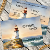 ウォーターカラーライトハウス結婚のリハーサルディナー 招待状