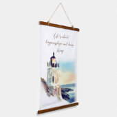 ウォーターカラーライトハウス絵画ズ感動的文字 吊り下げ型タペストリー (傾斜あり)