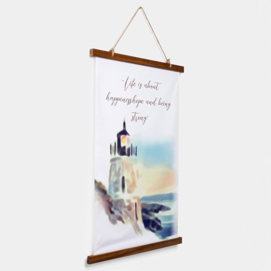 ウォーターカラーライトハウス絵画ズ感動的文字 吊り下げ型タペストリー (傾斜あり)