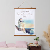 ウォーターカラーライトハウス絵画ズ感動的文字 吊り下げ型タペストリー (寝室)