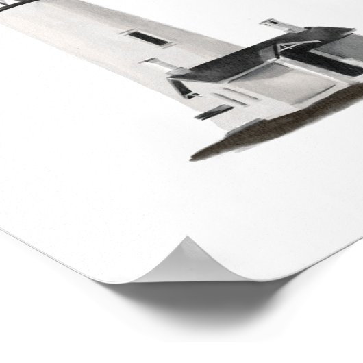 ウォーターカラーライトハウス航海のコースタルデコール ポスター (角)