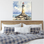 ウォーターカラーライトハウス キャンバスプリント (インサイチュ (寝室))