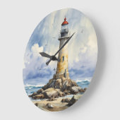 ウォーターカラーライトハウス ラージ壁時計 (傾斜)