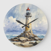 ウォーターカラーライトハウス ラージ壁時計 (正面)