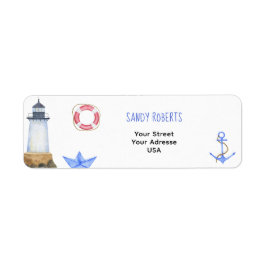 ウォーターカラーライトハウス – 差出人住所ラベル ラベル