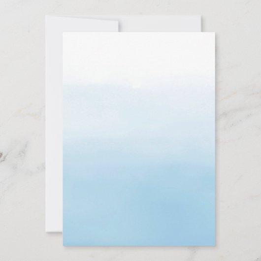 ウォーターカラーライトブルーアンドシルバーグラムキンセニェラ 招待状 (裏面)