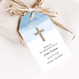 ウォーターカラーライトブルーボーイバプテスマ《キリスト教》洗礼式や命名式 ギフトタグ