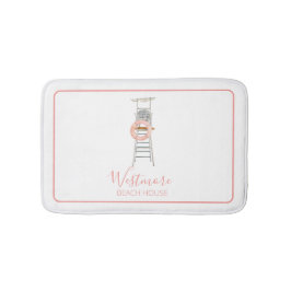 ウォーターカラーライフガードチェアビーチハウス バスマット