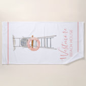 ウォーターカラーライフガードチェアビーチハウス ビーチタオル (正面)