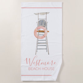 ウォーターカラーライフガードチェアビーチハウス ビーチタオル