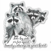 ウォーターカラーラクーンファミリー引用文名前をカスタムする シール (正面)