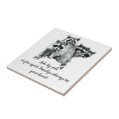 ウォーターカラーラクーンファミリー感動的引用文 タイル (側面)