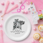 ウォーターカラーラクーンファミリー感動的引用文 ペーパープレート (パーティー)