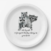 ウォーターカラーラクーンファミリー感動的引用文 ペーパープレート (正面)