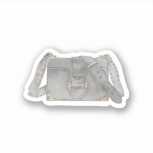 ウォーターカラーラグジュアリープラダバッグイラストレーション シール (正面)