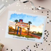 ウォーターカラーラスベガスサインカジノテーマ誕生日 招待状