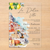 ウォーターカラーラドルチェヴィータイタリアンブライダルシャワー アクリル招待状 (正面)