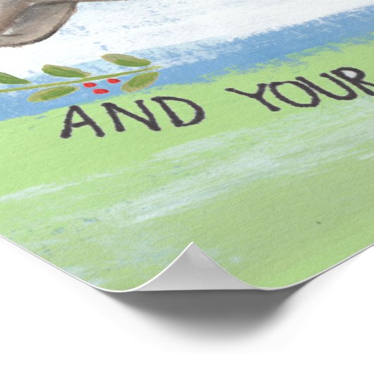 ウォーターカラーラビットアップビートホープ勇気付けられる ポスター (角)