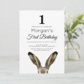 ウォーターカラーラビット1st誕生日パーティの招待状 招待状 (スタンド正面)