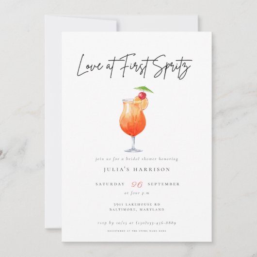 ウォーターカラーラブアットファーストスピリッツブライダルシャワー 招待状 (正面)