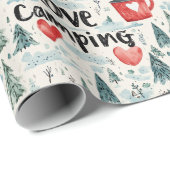 ウォーターカラーラブキャンピングトラベルイラストレーション ラッピングペーパー (ロールコーナー)