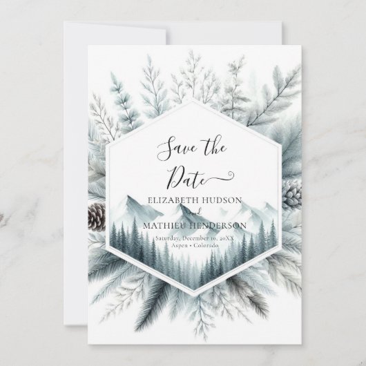 ウォーターカラーラブリーマウンテン結婚ズ セーブザデート (正面)
