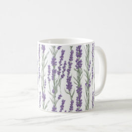 ウォーターカラーラベンダーの花 コーヒーマグカップ