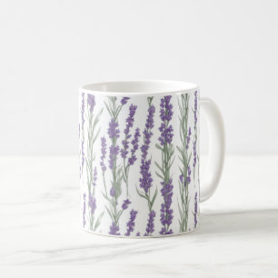 ウォーターカラーラベンダーの花 コーヒーマグカップ