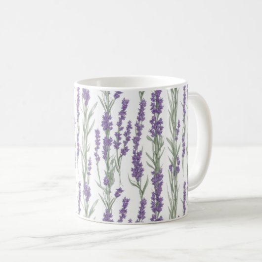 ウォーターカラーラベンダーの花 コーヒーマグカップ (正面右)