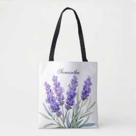 ウォーターカラーラベンダーの花 トートバッグ