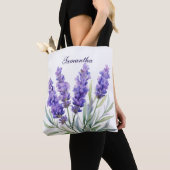 ウォーターカラーラベンダーの花 トートバッグ (クローズアップ)