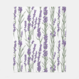 ウォーターカラーラベンダーの花 フリースブランケット