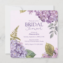 ウォーターカラーラベンダーアジサイ花ブライダルシャワー 招待状
